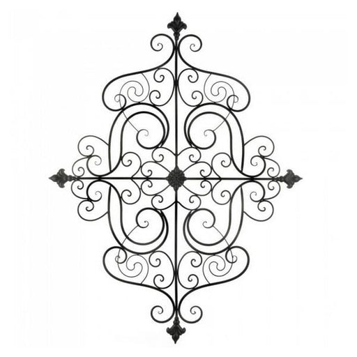 Scrolled Iron Wall Plaque with Fleur De Lis Details - Giftscircle
