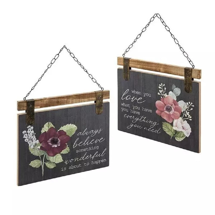 Textured Wood Floral Wall Signs - Giftscircle