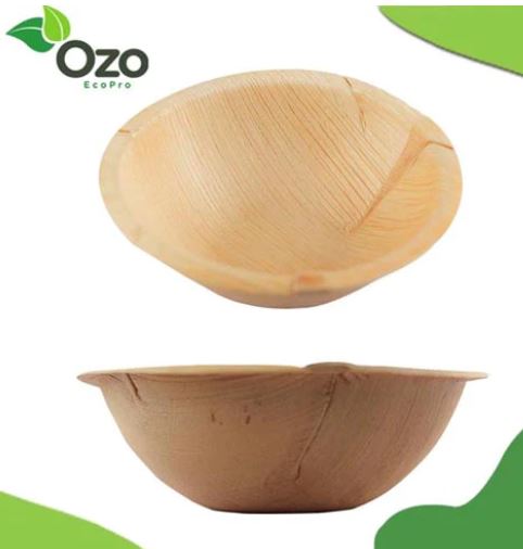 Ozo EcoPro 5" Round Bowls Palm Leaf [25-Pack] Eco-Friendly Disposable Plates, Compostable Disposable, Palm Leaf Plates, Square Bamboo Plates Disposable, Natural Leaf Plates, Recyclable Palm Plates, Eco Party Plates, Natural Disposable Dinnerware