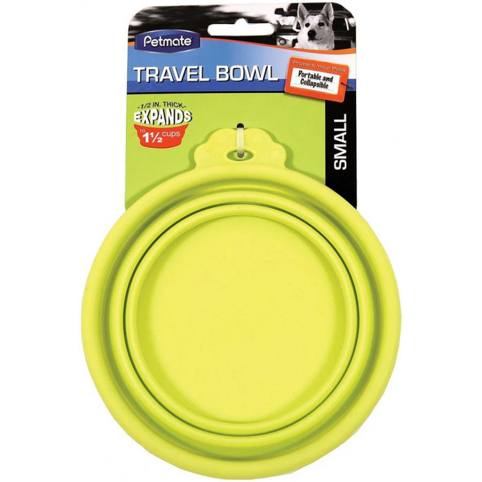 Petmate Round Silicone Travel Pet Bowl Green