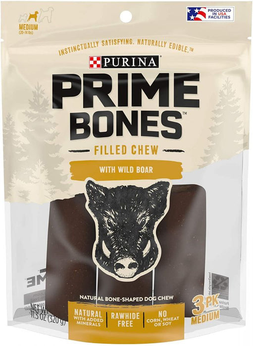 Purina Prime Bones Dog Chew Filled with Wild Boar Medium