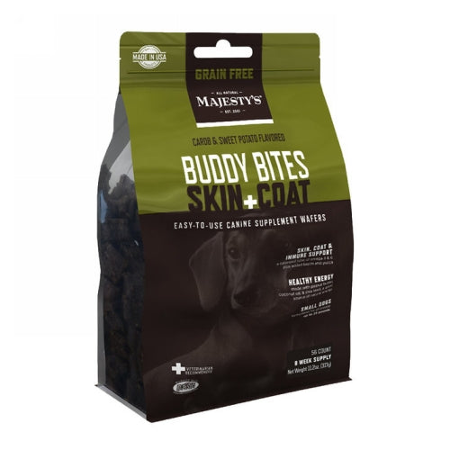 Majesty's Buddy Bites Skin + Coat Grain-Free Wafers Supplement for Dogs Small/Medium 28 Count by Majestys