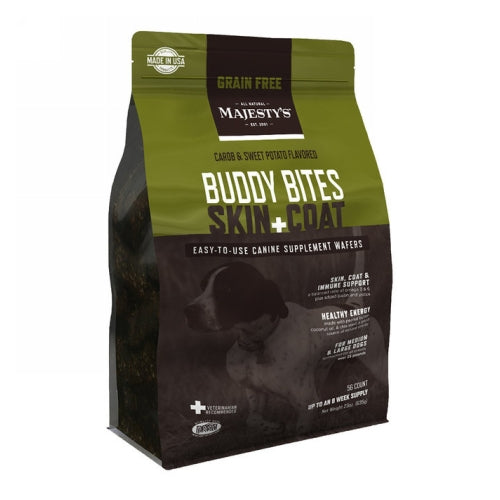 Majesty's Buddy Bites Skin + Coat Grain-Free Wafers Supplement for Dogs Medium/Large 56 Count by Majestys