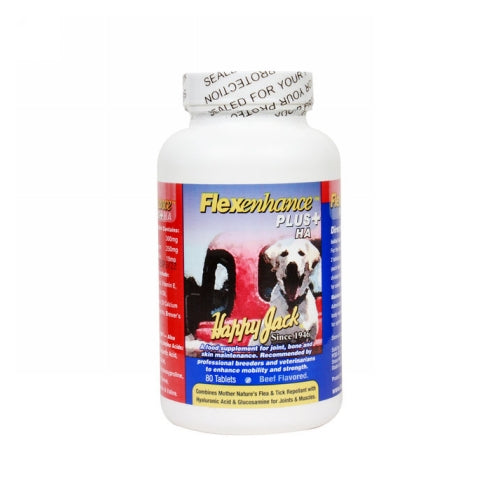 Flexenhance Plus + HA Joint Supplement for Dogs 80 Count by Happy Jack