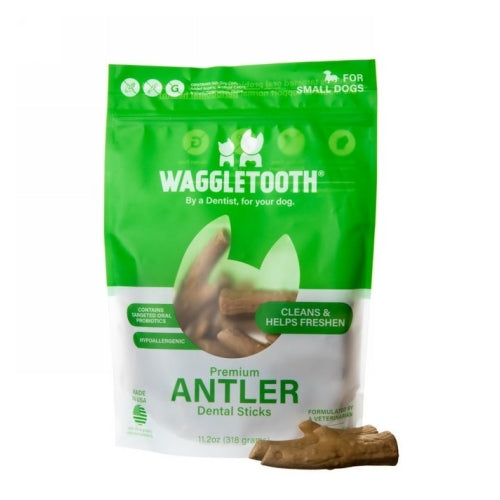 Premium Antler Dental Sticks for Dogs Small 11.2 Oz by Waggletooth