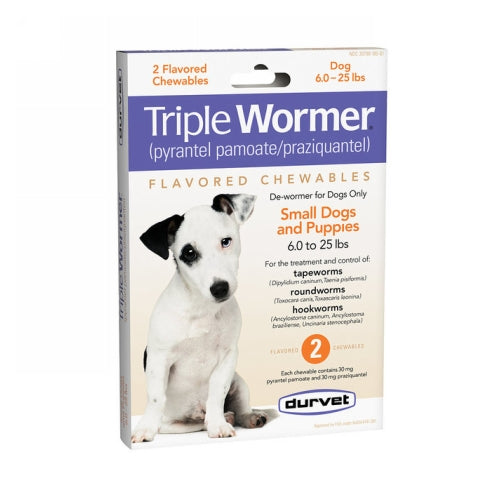 Durvet Triple Wormer Dog Dewormer Puppy/Small Dogs 2 Tablets by Durvet