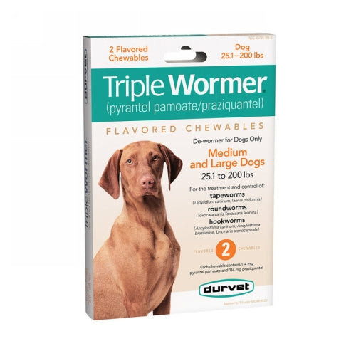 Durvet Triple Wormer Dog Dewormer Medium/Large Dogs 2 Tablets by Durvet