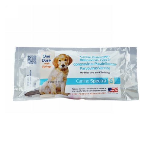 Canine Spectra 6 Dog Vaccine with Syringe & Needle 1 Dose by Spectra