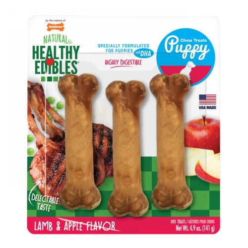 Healthy Edibles Lamb & Apple Puppy Chew Treats Regular 3 Packets by Nylabone