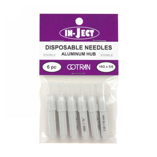 In-Ject Disposable Hypodermic Needles 16 x 5/8" White 6 Packets by Cotran Corporation