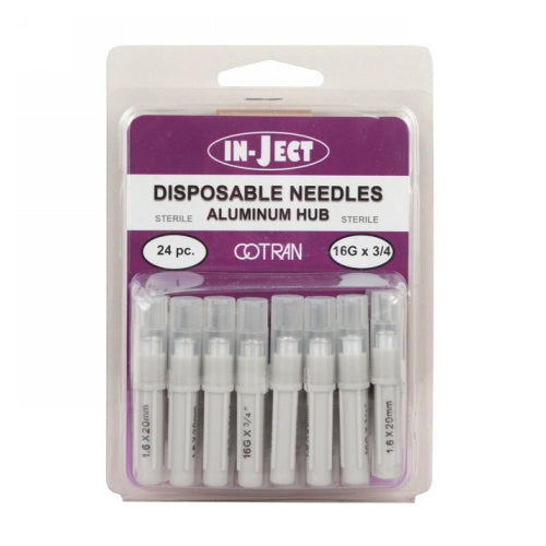 In-Ject Disposable Hypodermic Needles 16 x 3/4" White 24 Packets by Cotran Corporation