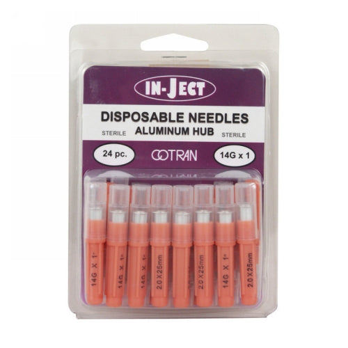In-Ject Disposable Hypodermic Needles 14 x 1" Orange 24 Packets by Cotran Corporation