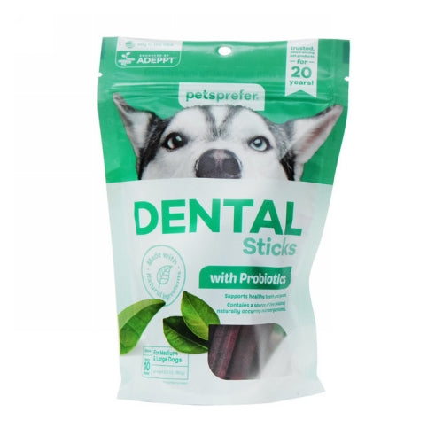 Dental Sticks with Probiotics for Dogs (Medium/Large Dog) 10 Count by Petsprefer