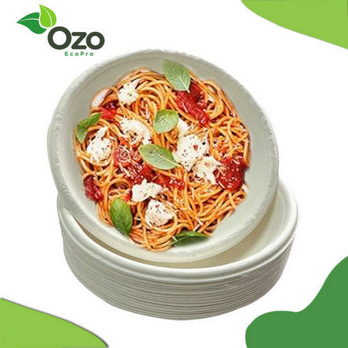 Ozo EcoPro Sugarcane 4" Round Bowl - 25 Packets - Eco-Conscious Dinnerware, Compostable & Chemical-Free, Hygienic Serving Bowls, Bio-Based & Disposable, Biodegradable Compostable Disposable