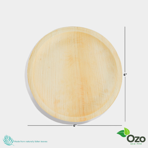 Ozo EcoPro 6" Round Palm Leaf Plates [25 Pack] Eco-Friendly Disposable Plates, Compostable Disposable, Palm Leaf Plates, r Bamboo Plates Disposable, Natural Leaf Plates, Recyclable Palm Plates, Eco Party Plates, Natural Disposable Dinnerware