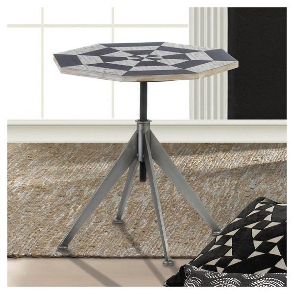 Adjustable-Height Checkerboard Side Table - Giftscircle