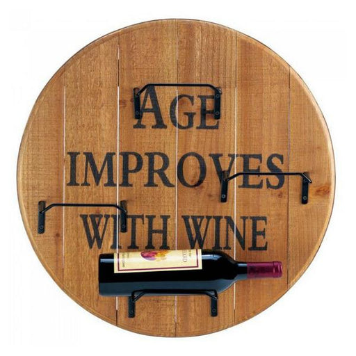 Age Improves With Wine Round Wood Wine Rack - Giftscircle