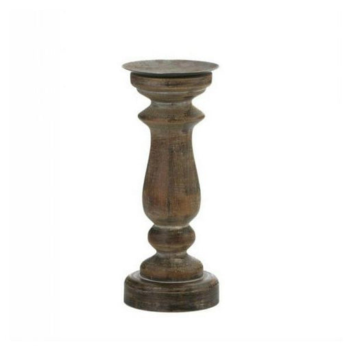 Antique-Style Wood Pillar Candle Holder - 11 inches - Giftscircle