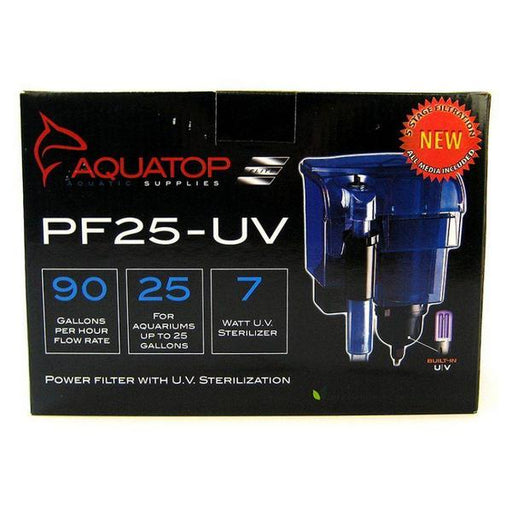 Aquatop Power Filter with UV Sterilizer - 7 Watts - 90 GPH - 6.5"L x 5"W x 9.5"H (For Aquariums up to 25 Gallons) - Giftscircle