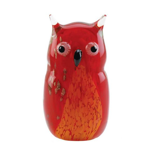 Art Glass Figurine - Red Owl - Giftscircle