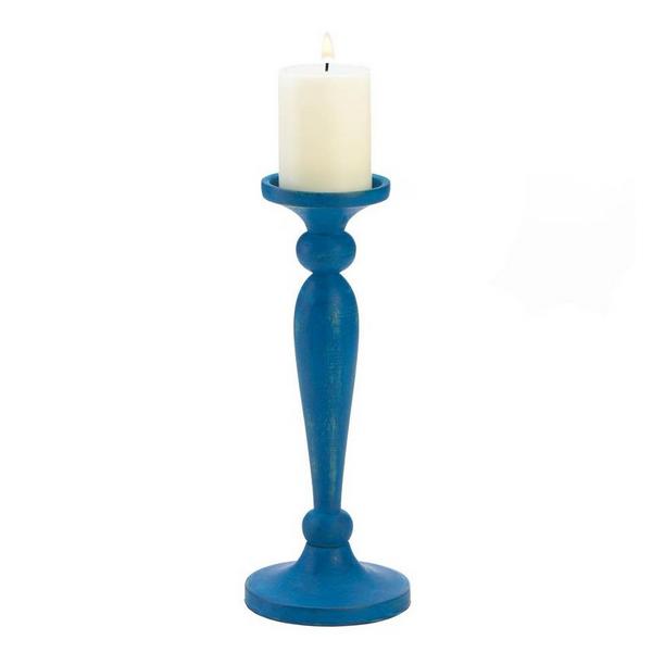 Artisan Wood Candle Holder - Cadiz Blue - Giftscircle