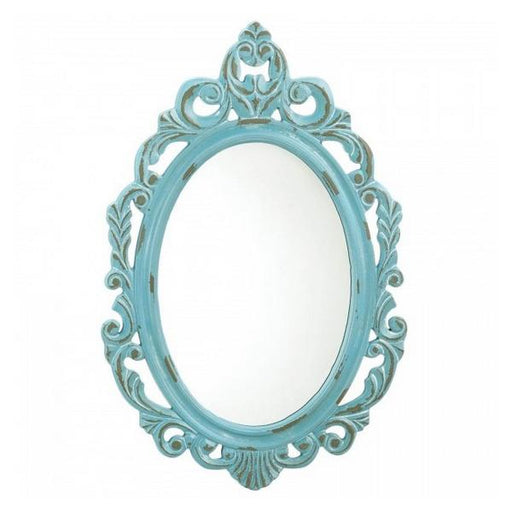 Baby Blue Royal Crown Wood Wall Mirror - Giftscircle