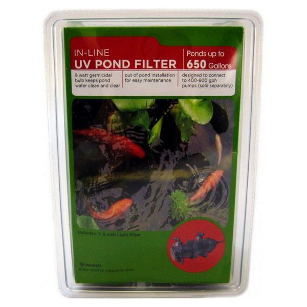 Beckett In-Line UV Pond Filter - 9 Watts UV - Ponds up to 650 Gallons (For use with Pumps 400 - 800 GPH) - Giftscircle