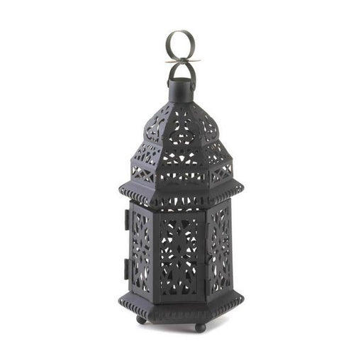 Black Iron Moroccan Candle Lantern - 10.5 inches - Giftscircle