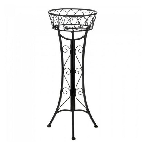Black Iron Plant Stand with Basket - Giftscircle