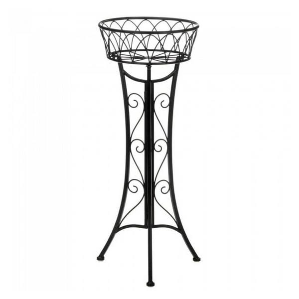 Black Iron Plant Stand with Basket - Giftscircle