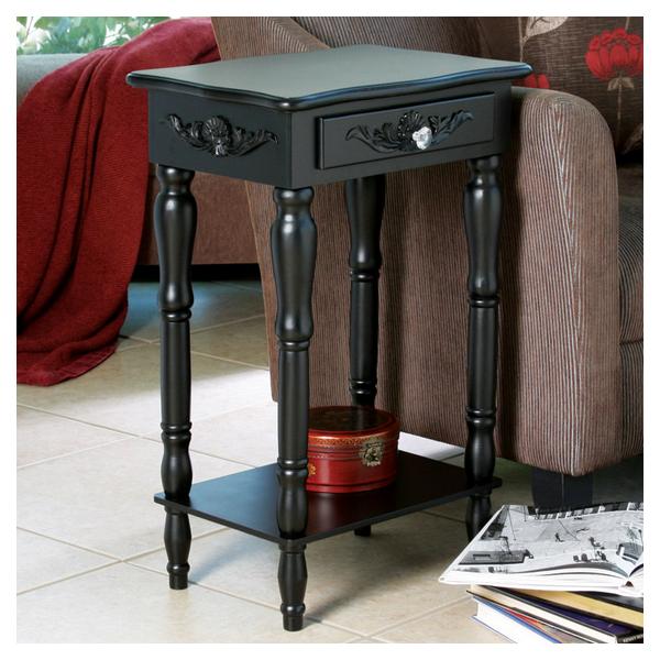 Black Side Table with Crystal Drawer Pull - Giftscircle