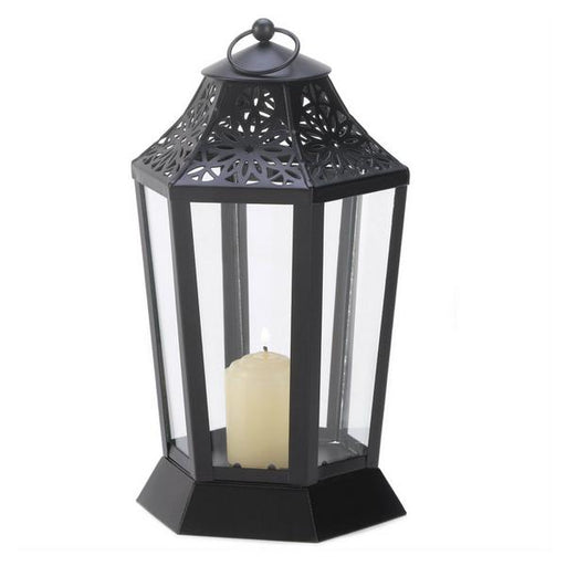 Black Six-Panel Candle Lantern - 9.5 inches - Giftscircle