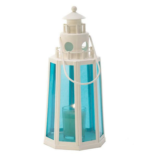 Blue Glass Lighthouse Candle Lantern - Giftscircle