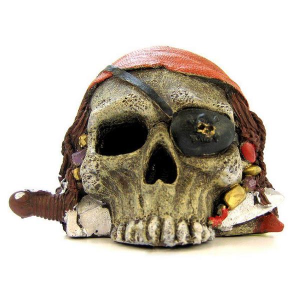 Blue Ribbon Pirate Skull Ornament - 4" Tall - Giftscircle
