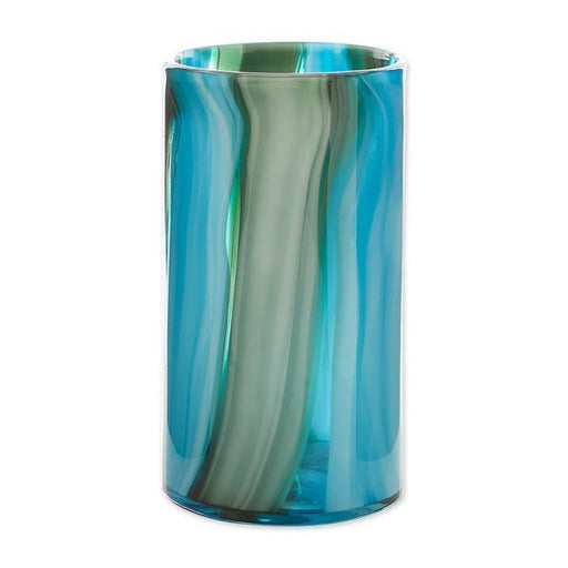 Blue Swirls Cylinder Glass Vase - 10 inches - Giftscircle
