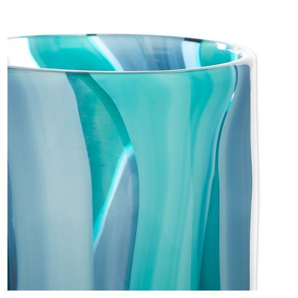 Blue Swirls Cylinder Glass Vase - 6.5 inches - Giftscircle