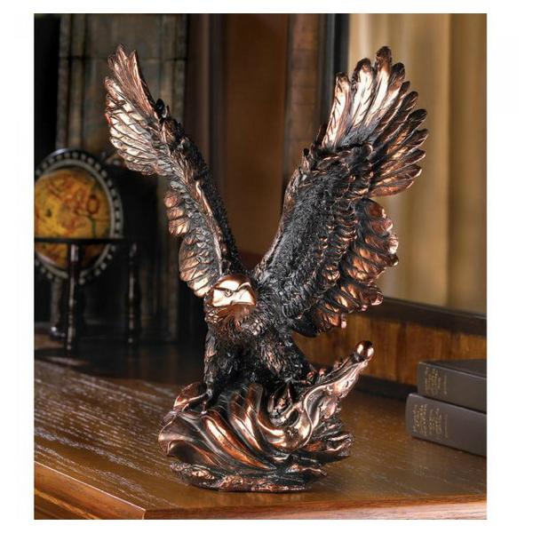 Bronze-Look Eagle in Flight Statue - Giftscircle