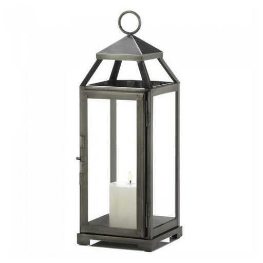 Brushed Pewter Candle Lantern - 16 inches - Giftscircle