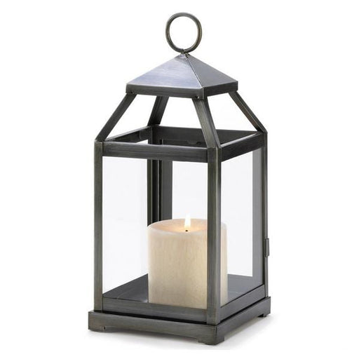 Brushed Silver Candle Lantern - 12 inches - Giftscircle