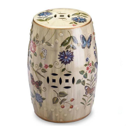 Butterflies and Flowers Ceramic Stool - Giftscircle