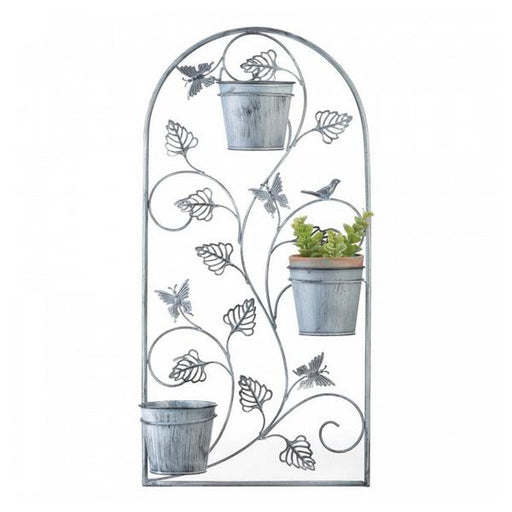 Butterfly Trellis Wall Planter with Metal Pots - Giftscircle