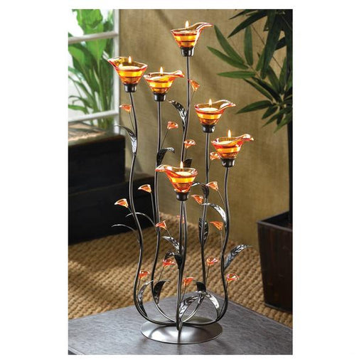 Calla Lily Candleholder with Amber Glass - Giftscircle