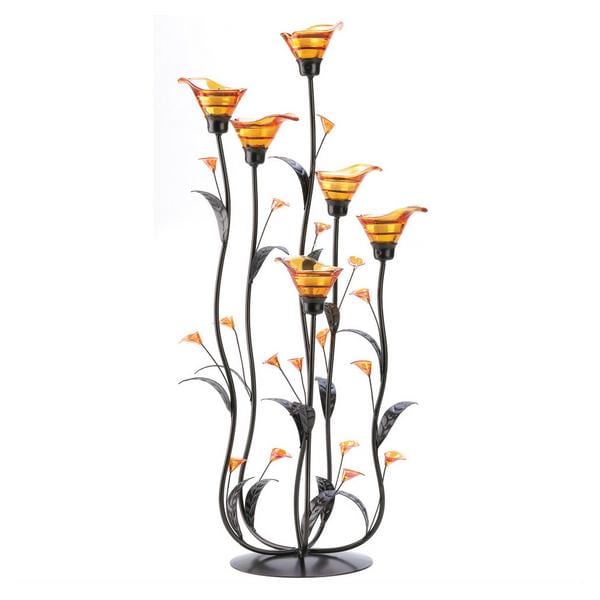 Calla Lily Candleholder with Amber Glass - Giftscircle