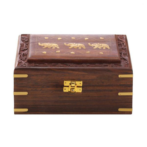 Carved Mango Wood Elephant Jewelry Box - Giftscircle