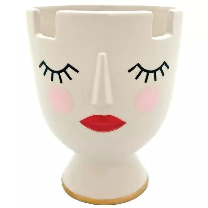 Ceramic Multi-Purpose Lady Planter and Glass Holder - Giftscircle