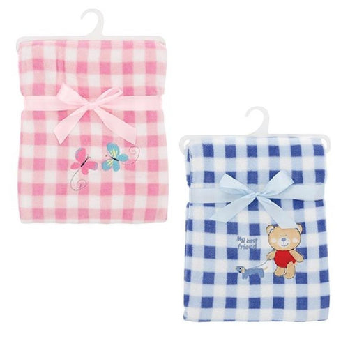 Checkered Baby Blankets with Embroidery - Giftscircle