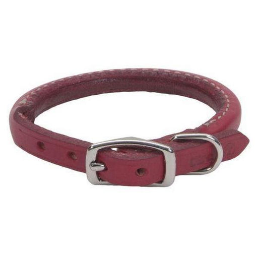 Circle T Oak Tanned Leather Round Dog Collar - Red - 12 " Neck - Giftscircle