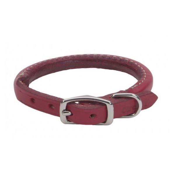 Circle T Oak Tanned Leather Round Dog Collar - Red - 14" Neck - Giftscircle