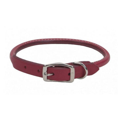 Circle T Oak Tanned Leather Round Dog Collar - Red - 16" Neck - Giftscircle