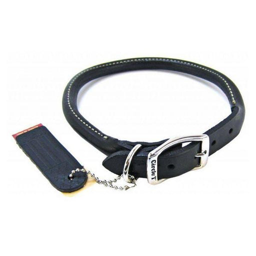 Circle T Pet Leather Round Collar - Black - 16" Neck - Giftscircle